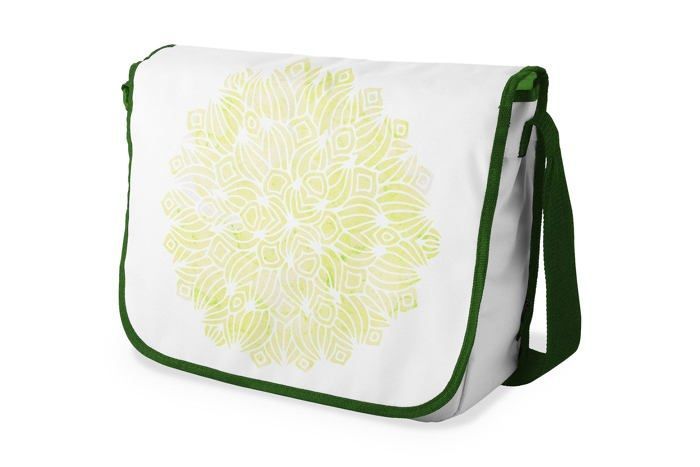 Besace enfant en coton vert imprimé - sac reporter mixte, bandoulière réglable