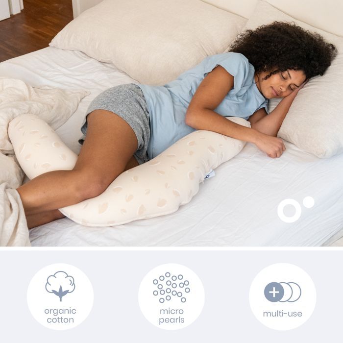 doomoo Coussin de Grossesse & d'Allaitement 2 en 1 Twisty - Ultra Confort - Microbilles Ultra-Fines - Oeko-TEX et Bio, Petals Latte
