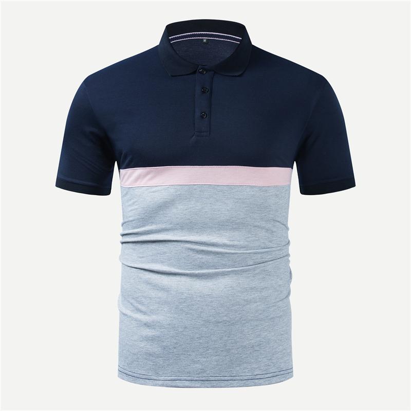 Summer New Fashion Men Polo Shirt Short Sleeve Patchwork Cotton Polo Shirt Casual Colorblock Polo Shirt Tops Clothing,605