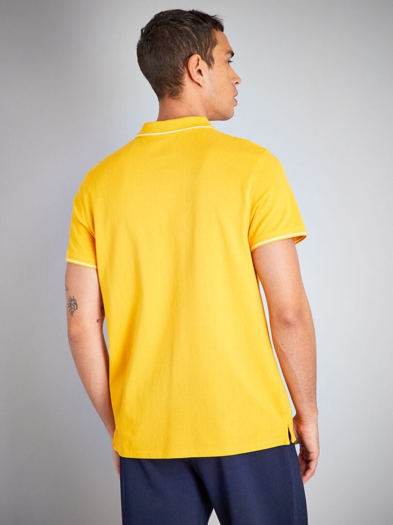 Camisa polo de algodão piqué - AMARELA