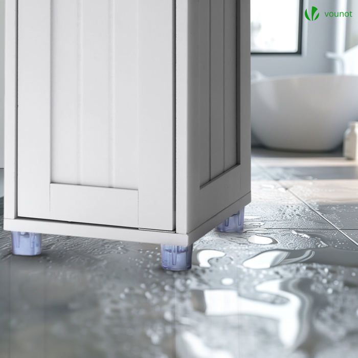 VOUNOT® Bathroom Column 20x20x180cm - Storage unit with adjustable shelves, drawer and cabinet doors - MDF - White