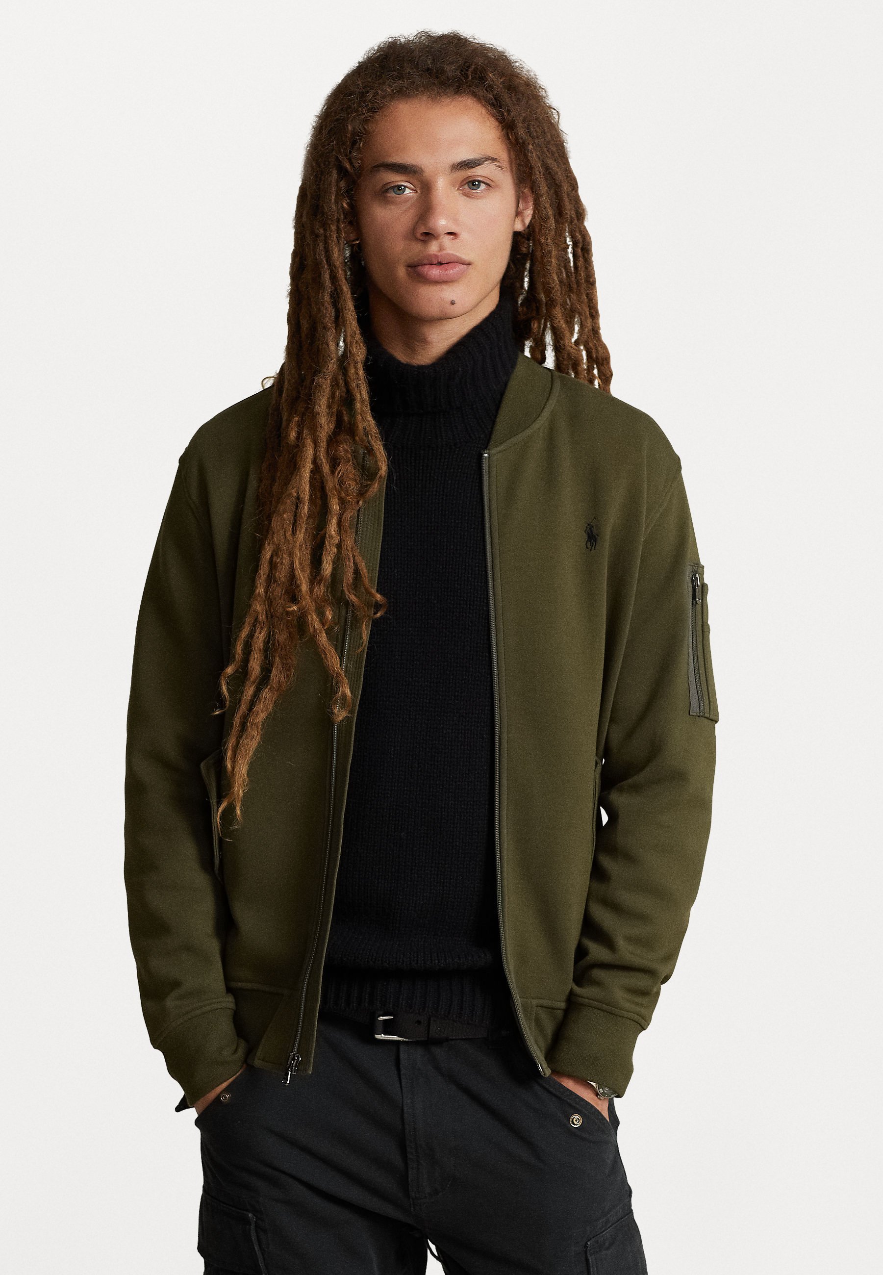 Polo Ralph Lauren dubbelgebreide bomberjack - Sweatshirt met rits - olijfgroen
