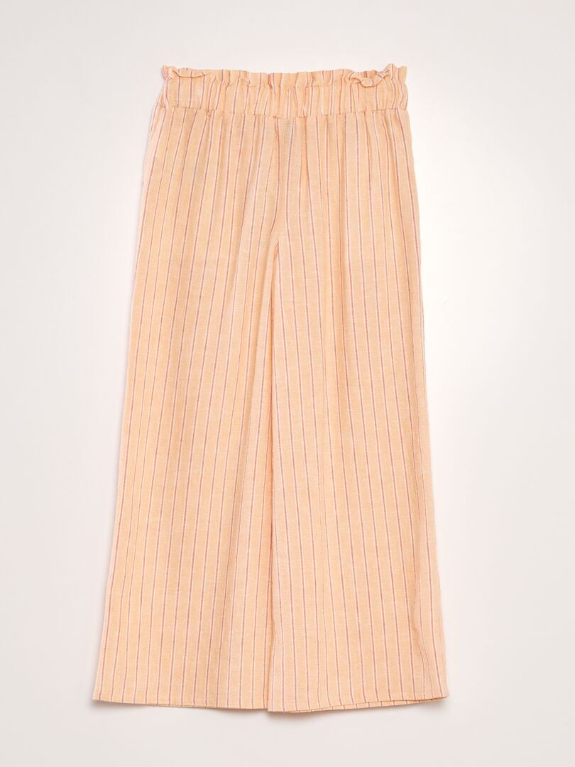 Linnen broek met wijde pijpen - ORANJE