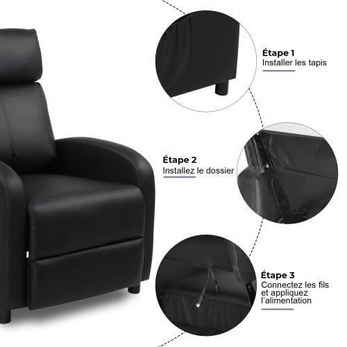 Relaxfauteuil met massagefunctie en verstelbare voetensteun, 97 x 64 x 105 cm, zwart