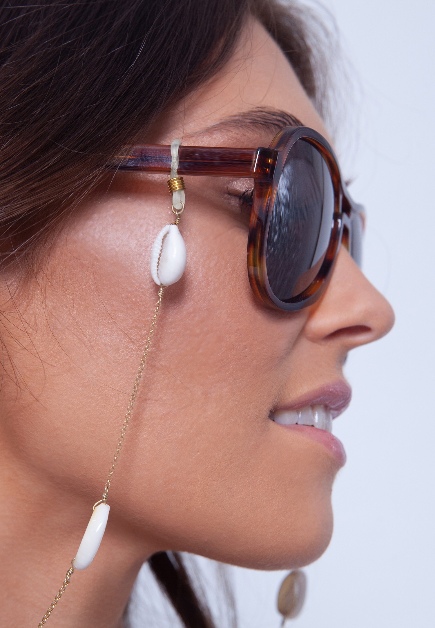 Elli Collier à lunettes pour femmes - Tendance estivale en coquille de kauri en argent sterling 925 plaqué or