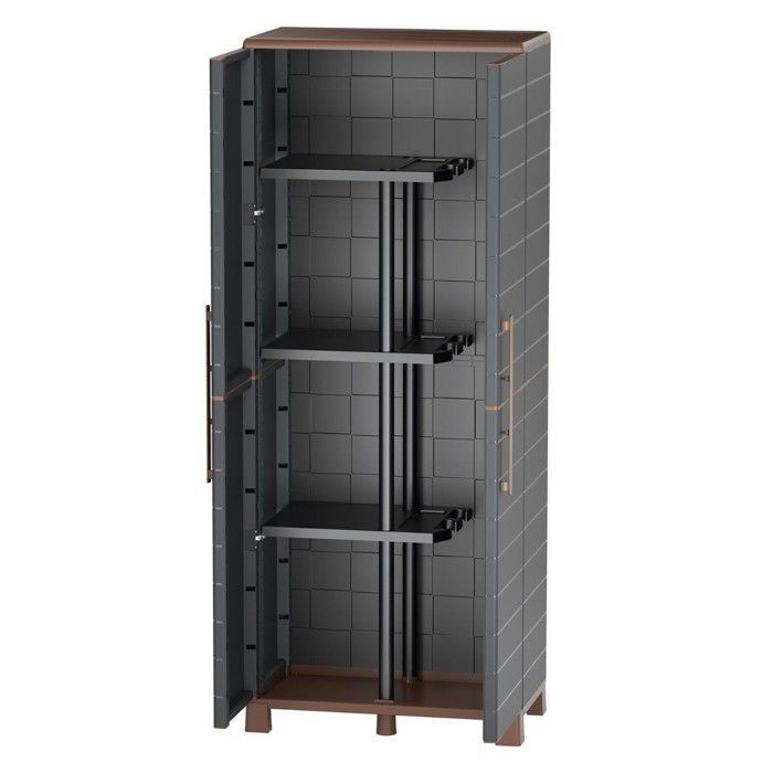 Bezemkast + 3 verwijderbare planken, antraciet, 68 x 37 x 169 cm - Bezemkast, draagvermogen 60 kg, garage/wasruimte, ArtPlast