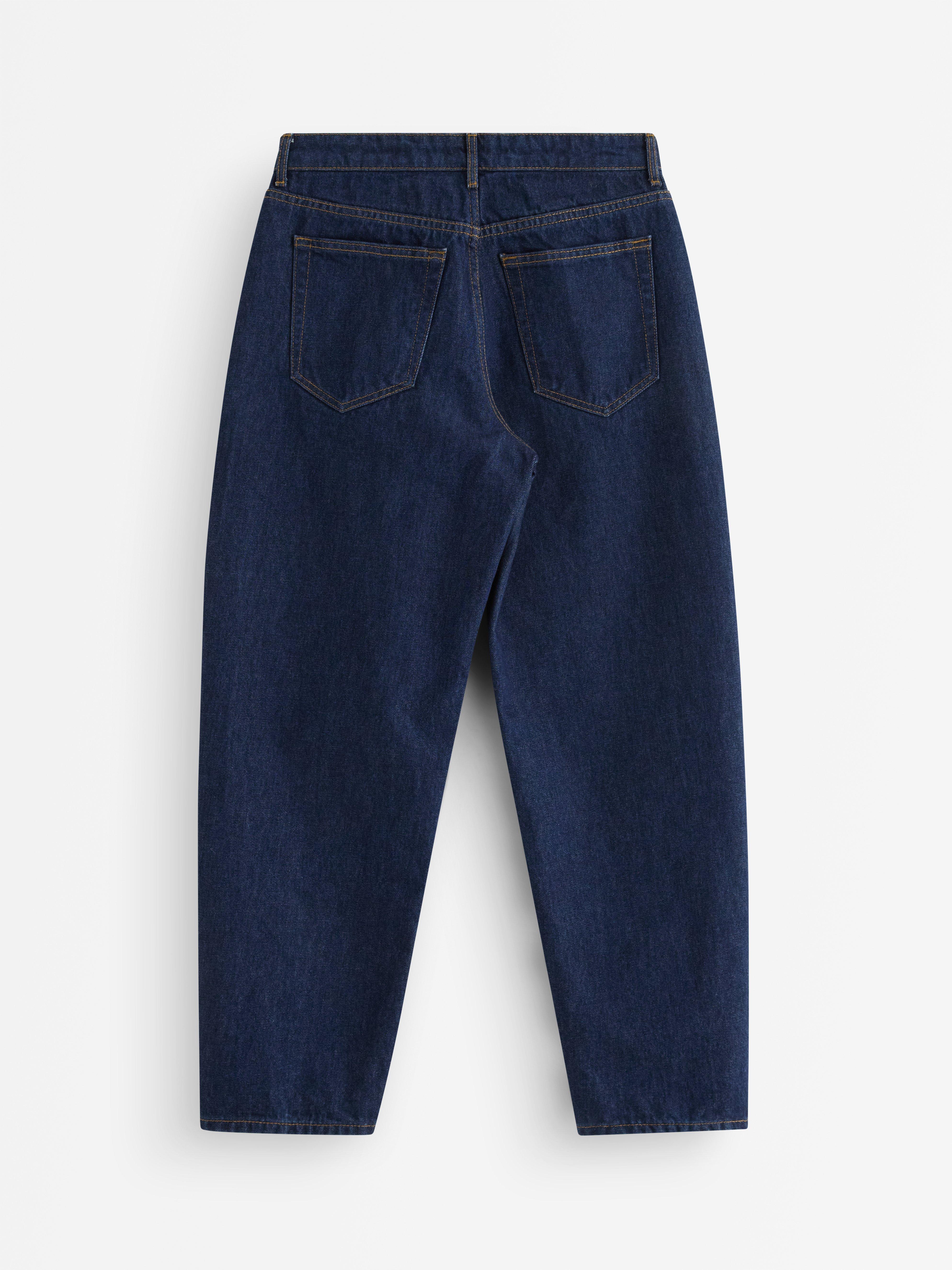 BARREL ankellange jeans Mørk denim