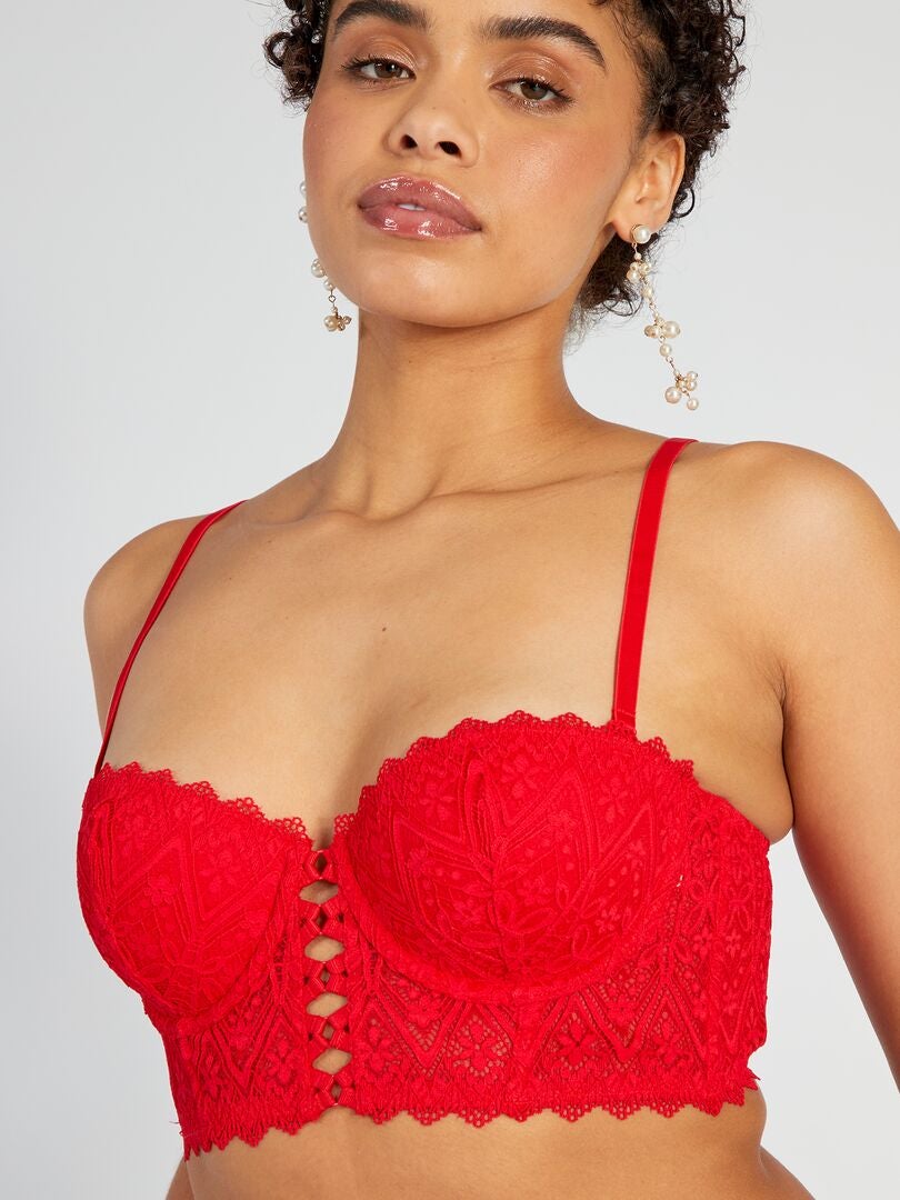 Sutiã bustiê de renda - vermelho