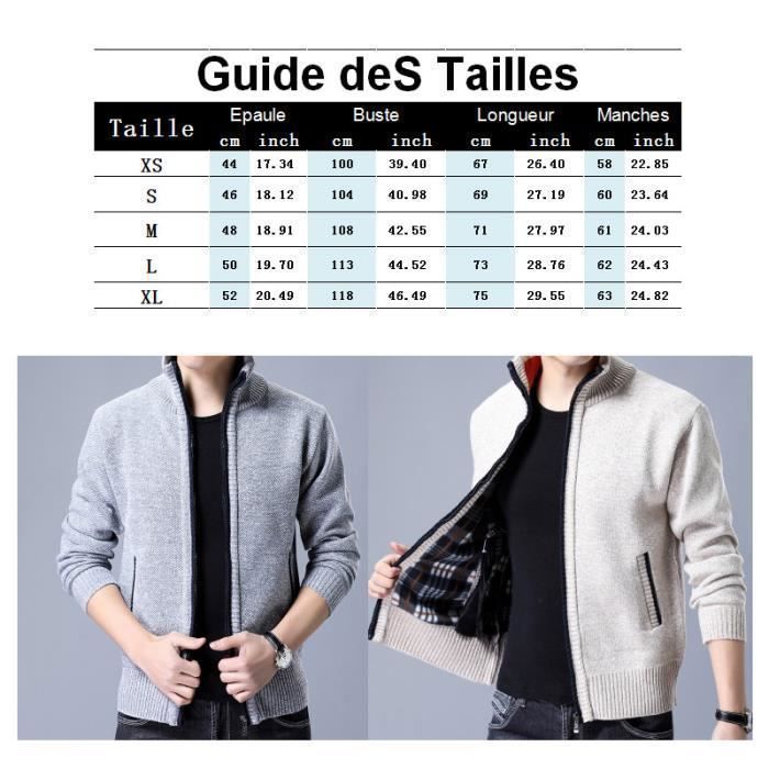 Jersey de invierno para hombre - LEOCLOTHO - Cárdigan con cuello XL - Cuello alto - Corte ajustado - Cierre de cremallera