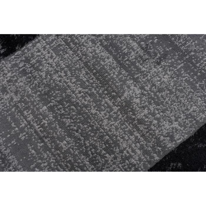 TAPISO Tapis de Couloir Poil Court DREAM Gris Noir Marbré Polypropylène Intérieur 70x250 cm