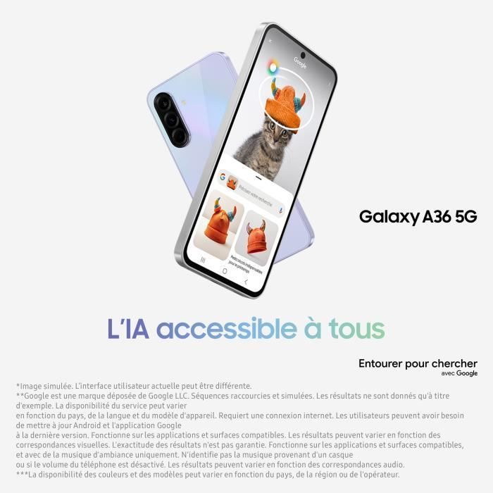 SAMSUNG Galaxy A36 5G Smartphone 128Go Noir - Version Française