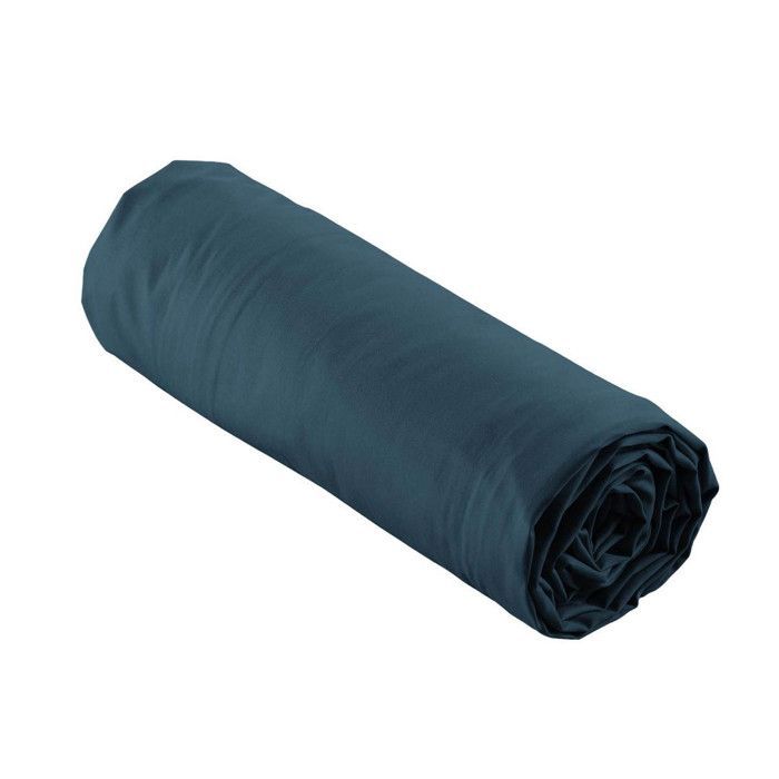 Lenzuolo con angoli elasticizzati 160x200 cm - 100% cotone percalle - Tasca profonda 30 cm - Blu notte