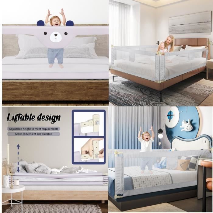 XUANYU Barrière de Lit Portable Bébé,XXL, Portable & Pliable,avec Safetybutton,Protection de Chute,pour Tout Petits,170CM,1pcs
