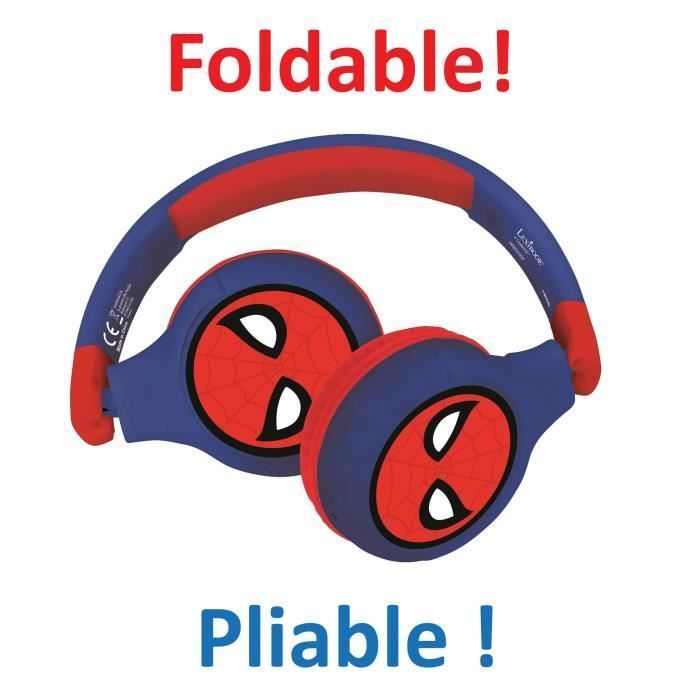 SPIDER-MAN - 2-in-1 Bluetooth® -kuulokkeet - Mukavat ja kokoontaitettavat langalliset kuulokkeet lapsille äänenvoimakkuuden rajoittimella - LEXIBOOK