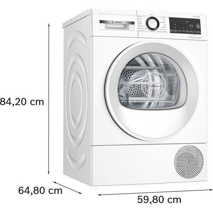 Secadora con bomba de calor BOSCH Serie 6 WQG13500FR - 9 kg - Inducción - 60 cm de ancho - Clase D - Blanca