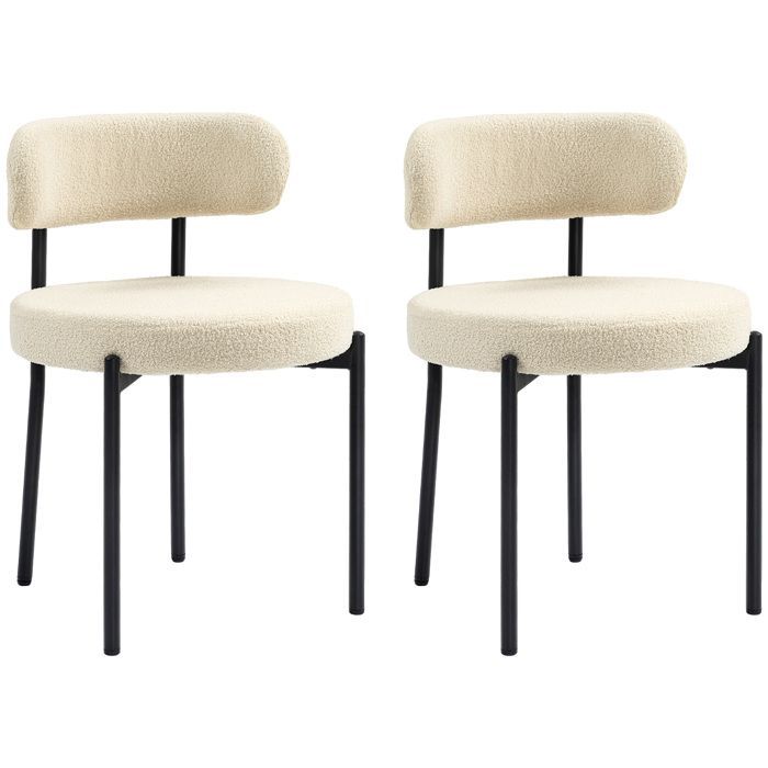 Juego de 2 sillas de comedor - HOMCOM - respaldo de tela, patas de acero - 51 x 51 x 76 cm - beige y negro