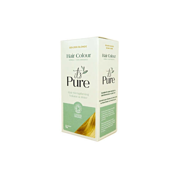 Tinte para el cabello rubio dorado puro 100% orgánico y natural, 110 g.