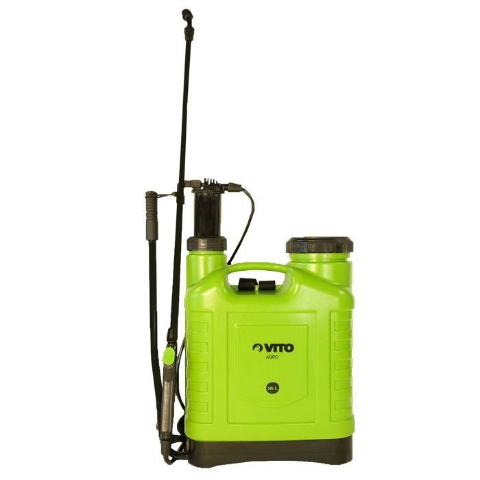 Pulverizador manual VITO de 16 litros para pulverização e irrigação de plantas com acessórios, 3 bicos para jardim, horta e telhados.