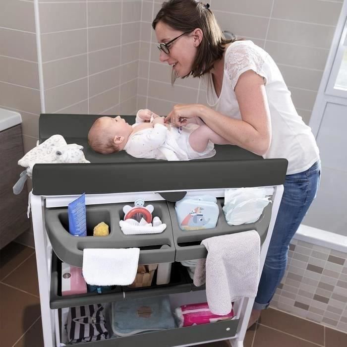 Fasciatoio e vaschetta da bagno 2 in 1 BEBECONFORT Dolphy, dalla nascita fino a 12 mesi (11 kg), grigio nebbia