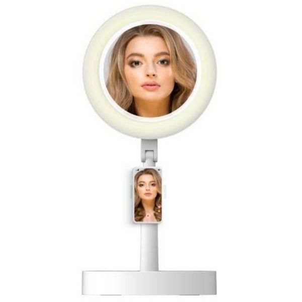 Přenosné kosmetické zrcátko 3 v 1 s chytrým ventilátorem a LED světlem