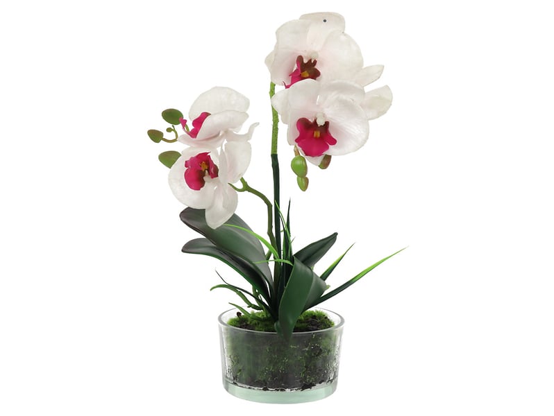 Sztuczna orchidea w doniczce 33 cm biała