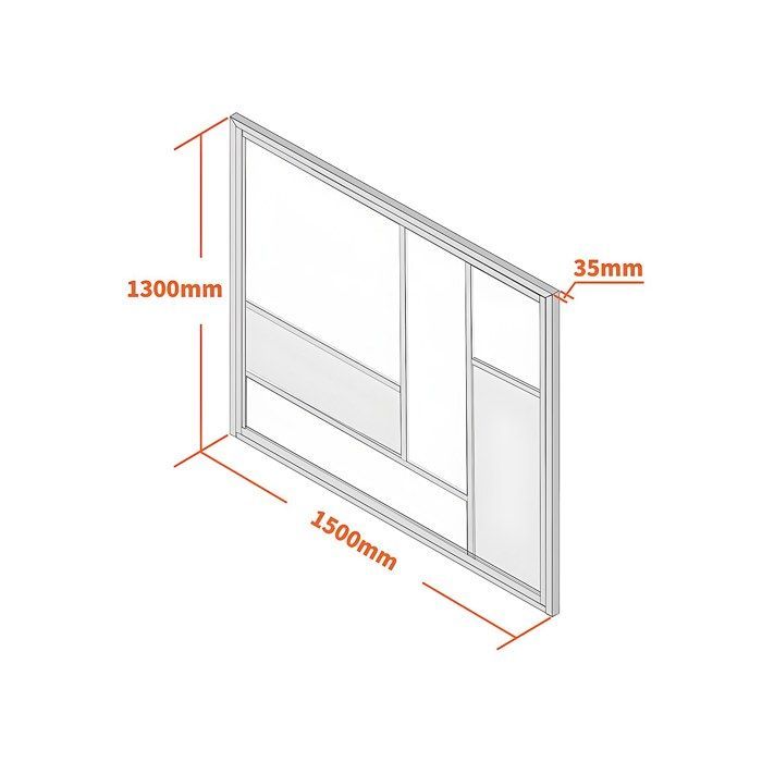 Mampara de cristal de aluminio con recubrimiento en polvo, estilo taller, con espejos, 150x130 cm - Negro - ELEXIA