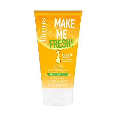 Lirene Make Me Fresh Yuzu Moringa Oil Fruity Face Gel, kasvojenpuhdistusgeeli normaalille iholle, 150 ml