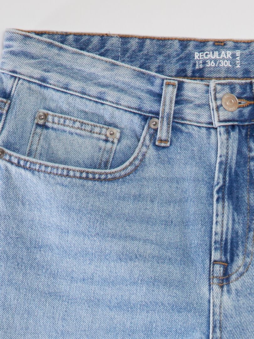 Calça jeans reta com 5 bolsos - L30 - AZUL