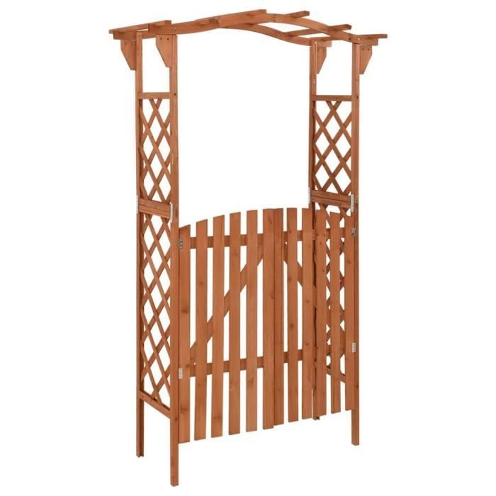 Pérgola vidaXL con puerta, 116x40x204 cm, madera maciza de abeto.