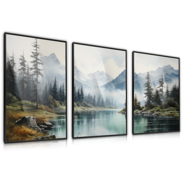 ZESTAW 3X Plakat Górskie Jezioro 30x40cm