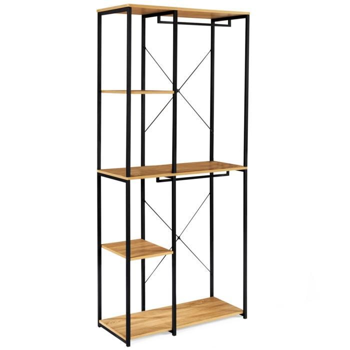 IDMARKET Dressing double penderie étagères L. 90 cm DETROIT design industriel