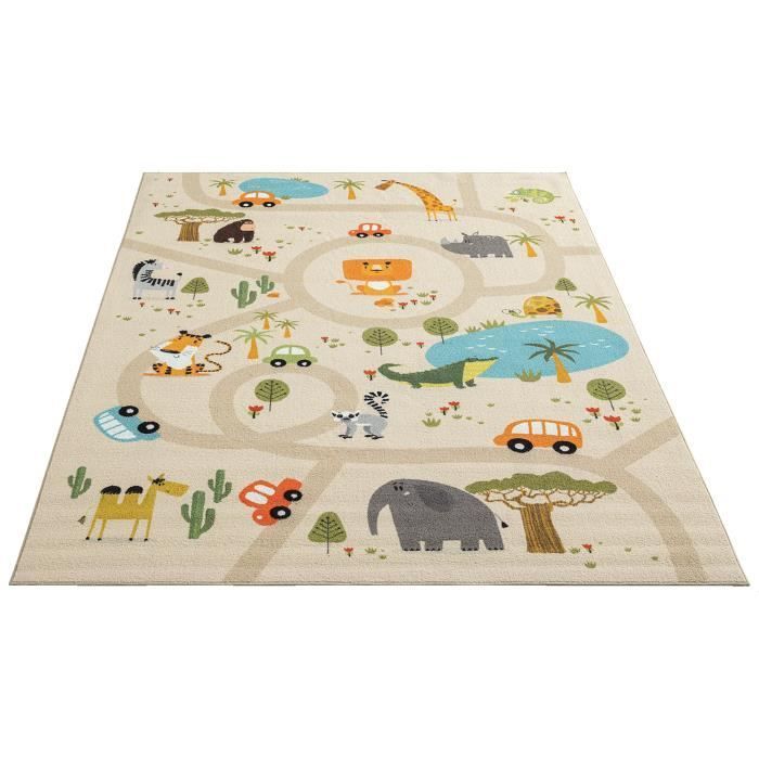 Alfombra infantil - THE CARPET - Happy Kids - Beige - 120x160 cm - Antideslizante