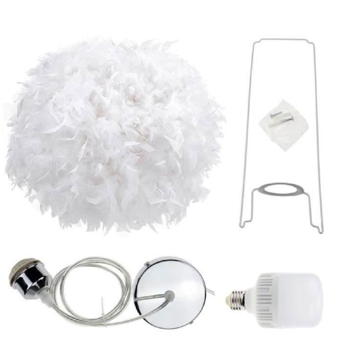 Lamp met verenbol van 40 cm, kroonluchter, eenvoudige stijl, decoratie voor tentoonstellingsruimte, kinderkamer, witte hanglamp
