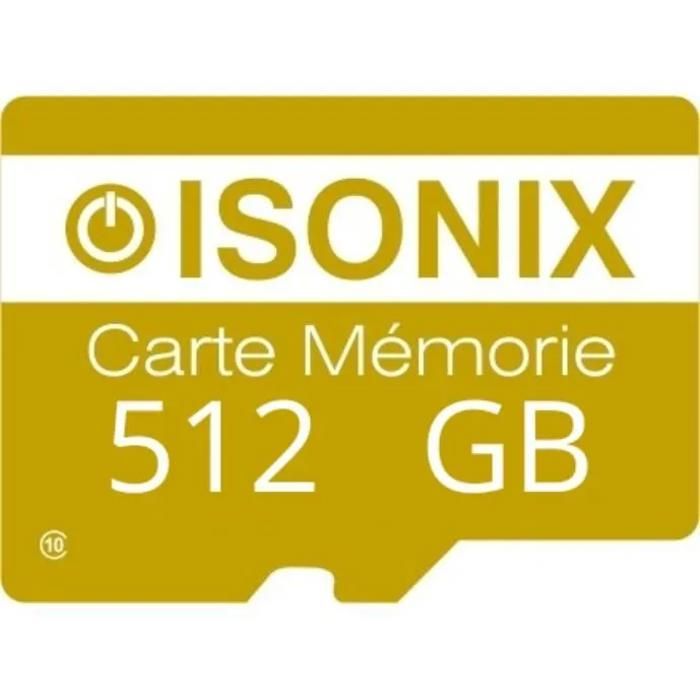 Carte Micro-SD 512 Go - ZISONIX - Classe 10 - Compatible smartphones et caméras - Adaptateur inclus - Noir