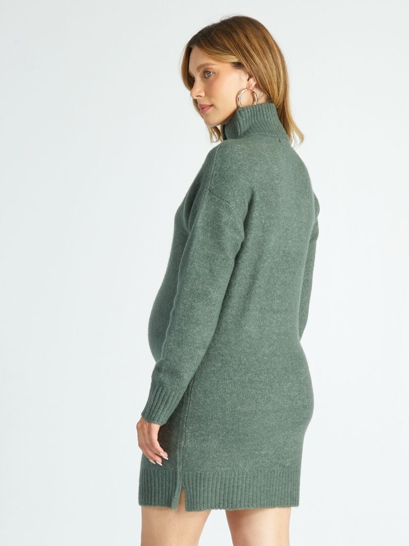 Jersey largo de cuello camionero - verde grisáceo