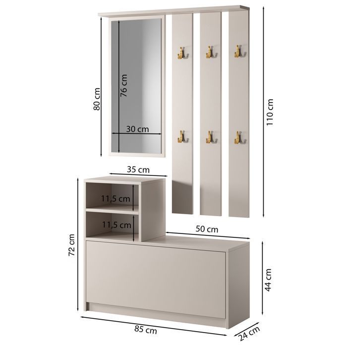 Conjunto de recibidor con espejo - YESFIR - 85 cm - cachemir