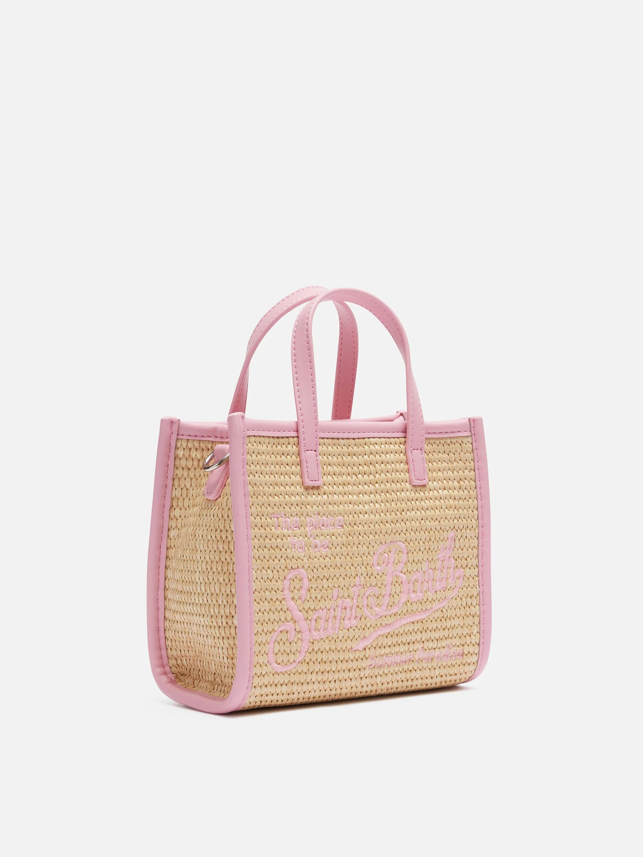 Vivian Mini beige handtas met stro-effect