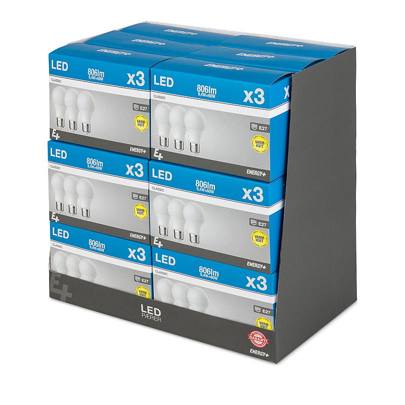 Energiezuinige LED-lamp 806 lm, 3 stuks, Classic E27 A60