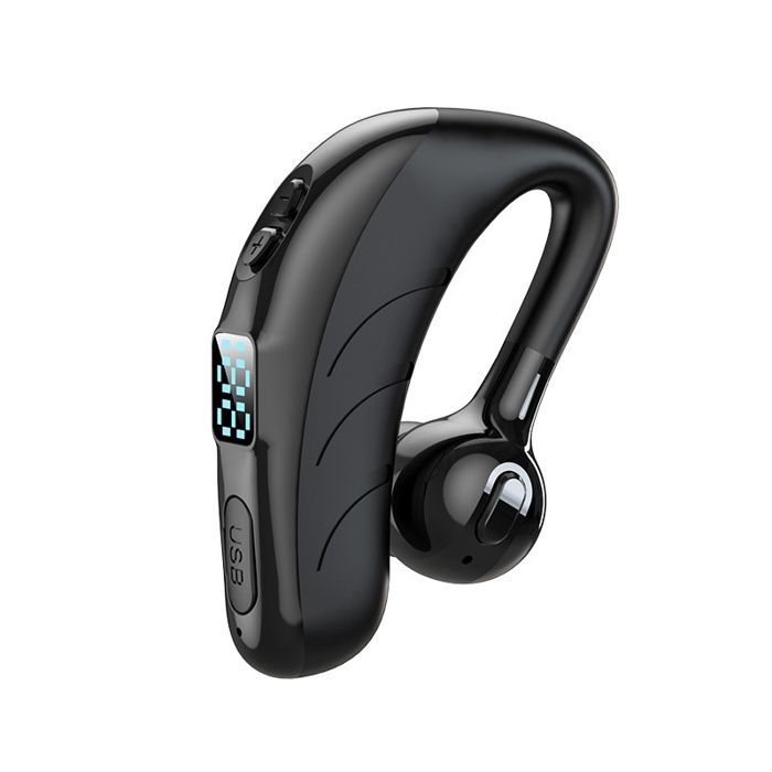 Auriculares Bluetooth, pantalla LED, sonido de alta definición, resistentes al agua, carga USB, batería de larga duración, portátiles, color negro.