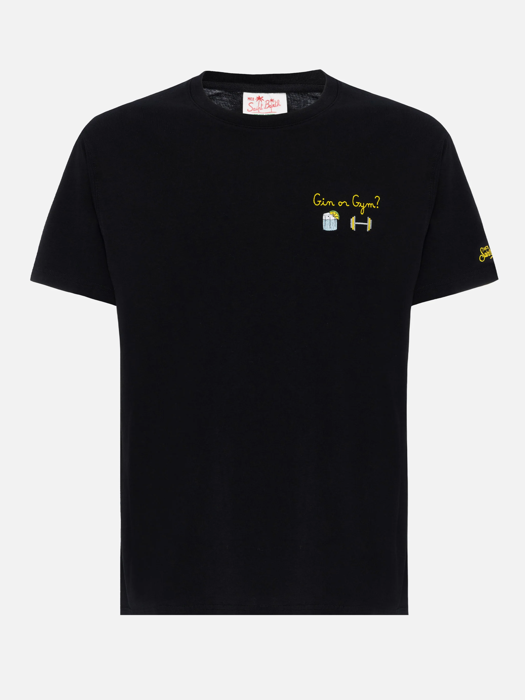 Portofino T-shirt van klassiek katoenen jersey met Gin- of Gy-borduurwerk.