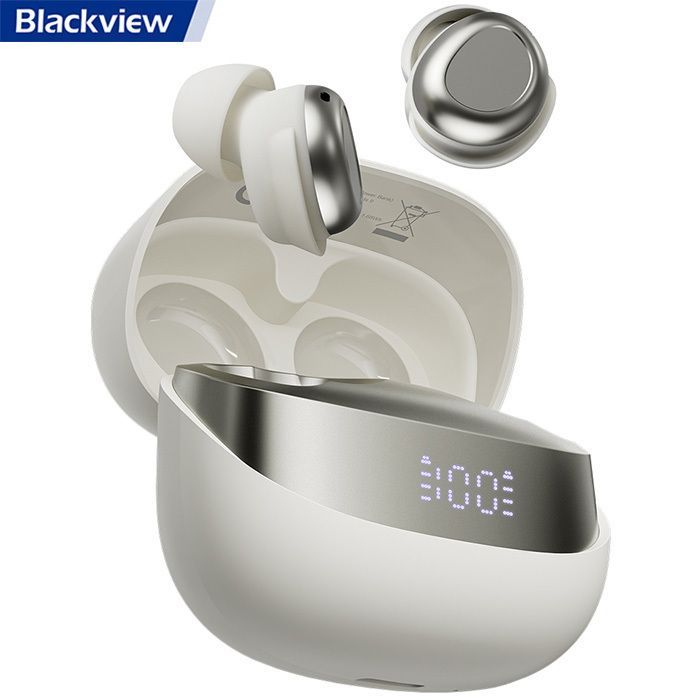 Fones de ouvido Bluetooth Blackview AirBuds 9, 400 mAh, BT 5.4, PNC, compatibilidade universal - Branco