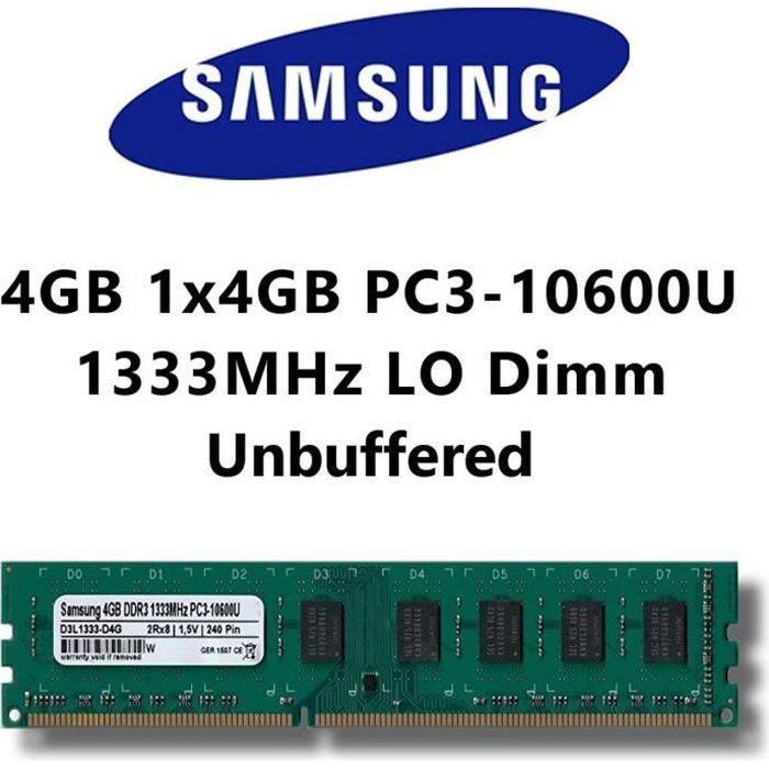 Memoria RAM - SAMSUNG - DDR3 - 4GB - 1333MHz - Lo DIMM para PC de escritorio