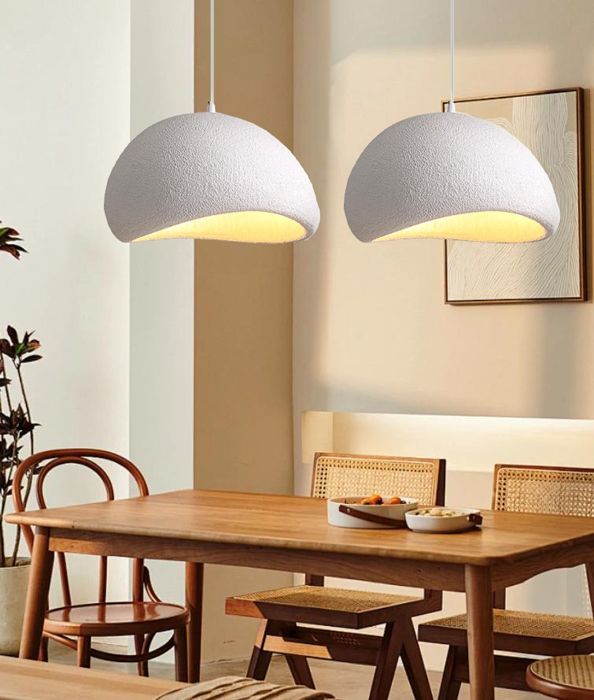 iDEGU Suspension Luminaire Moderne Industriel 40cm Créatif Lustre Plafonnier Ciment Design Edison pour Salon Chambre,Blanc