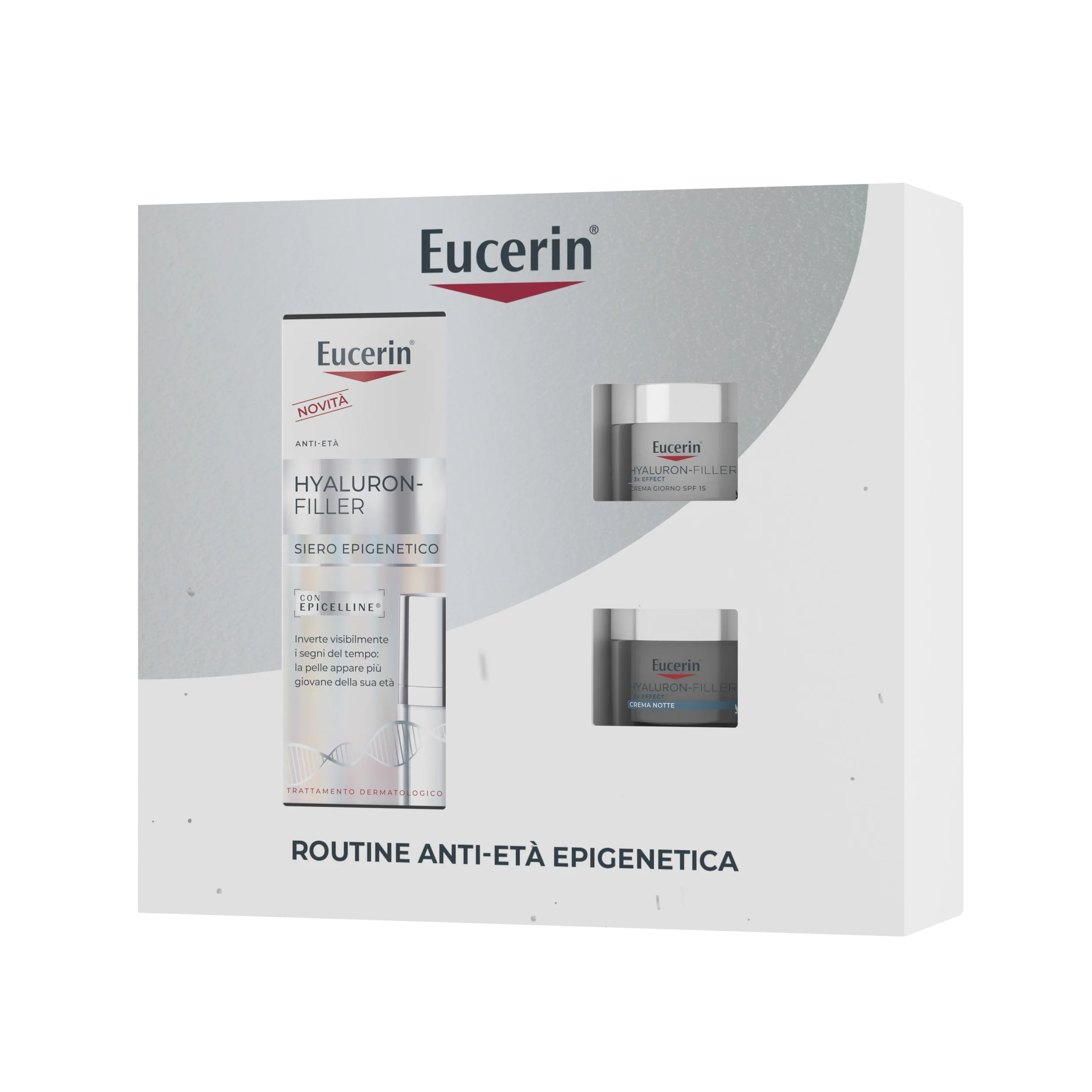 Hyaluron-Filler XMAS PACK EPIGENETIC (Siero Epigenetico + Mini Crema giorno SPF30 + Mini Crema notte) - Cofanetto Antirughe, Siero viso antirughe