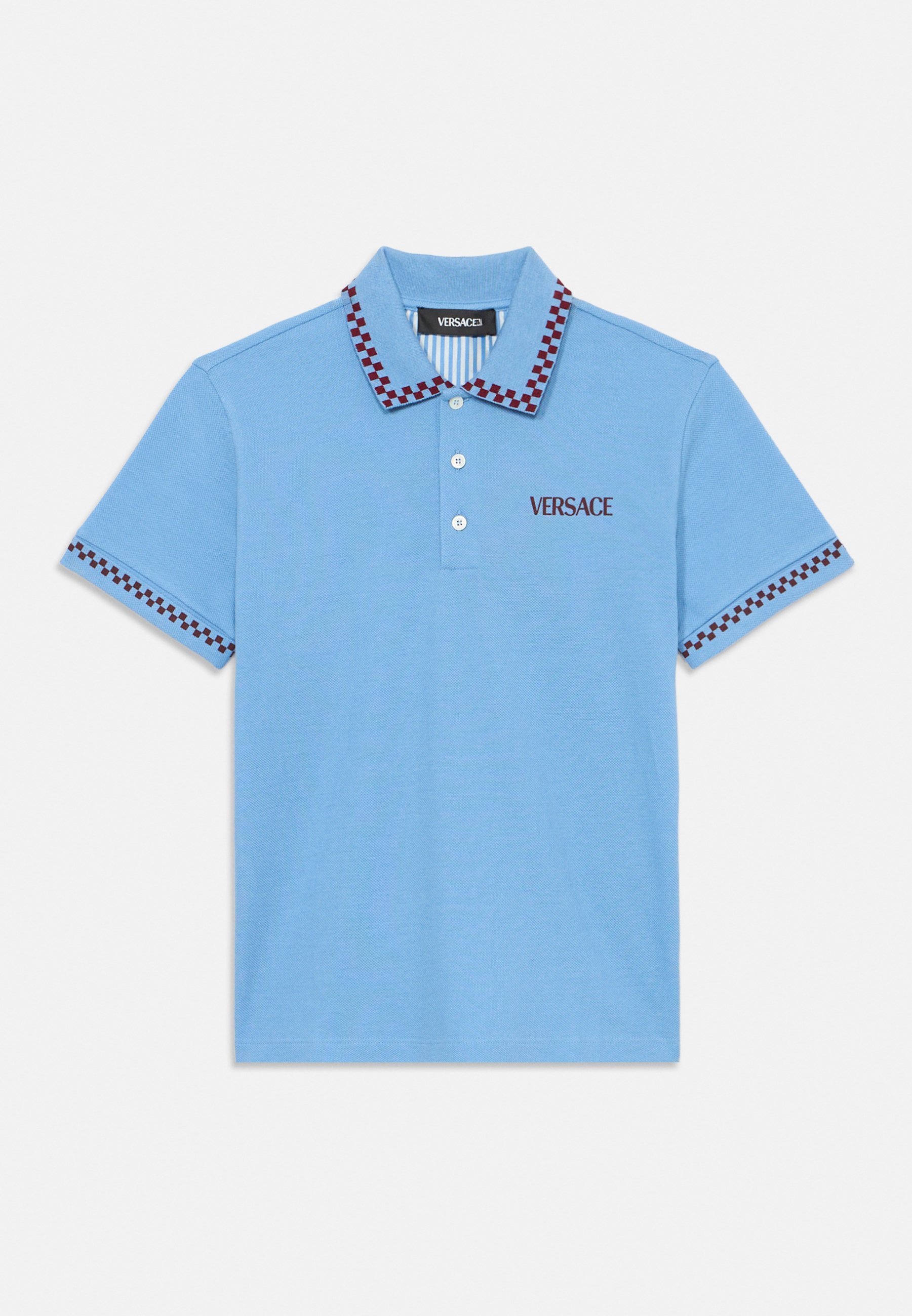 Versace LOGO DAMIER PRINT UNISEX - Poloshirt - poederblauw/granaatrood
