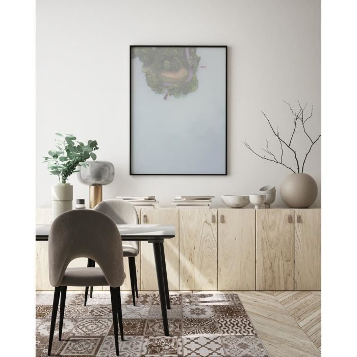 Nijar Brauner Panorama-Vinylteppich mit Zementfliesenmuster, 80 x 150 cm - PVC-Teppich für Küche, Büro und Wohnzimmer