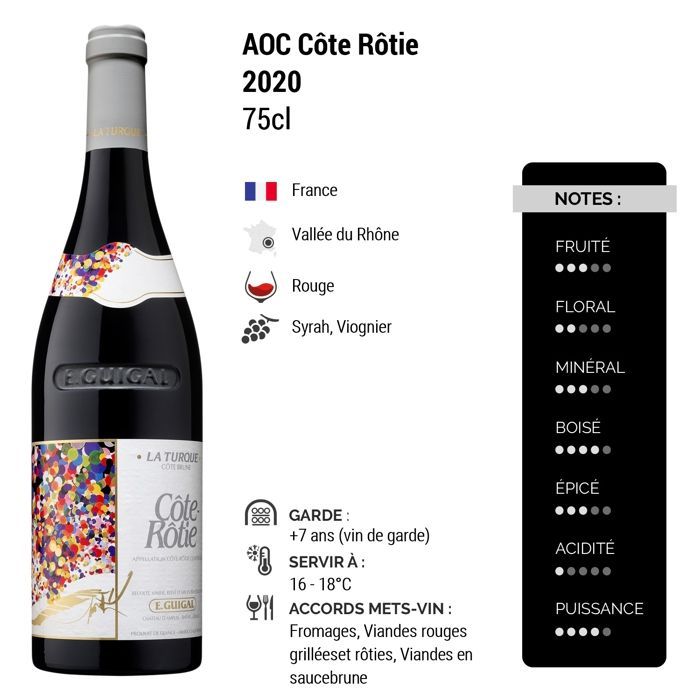Maison Guigal Côte Rôtie La Turque 2020 - Vino rosso della Valle del Rodano (75cl)