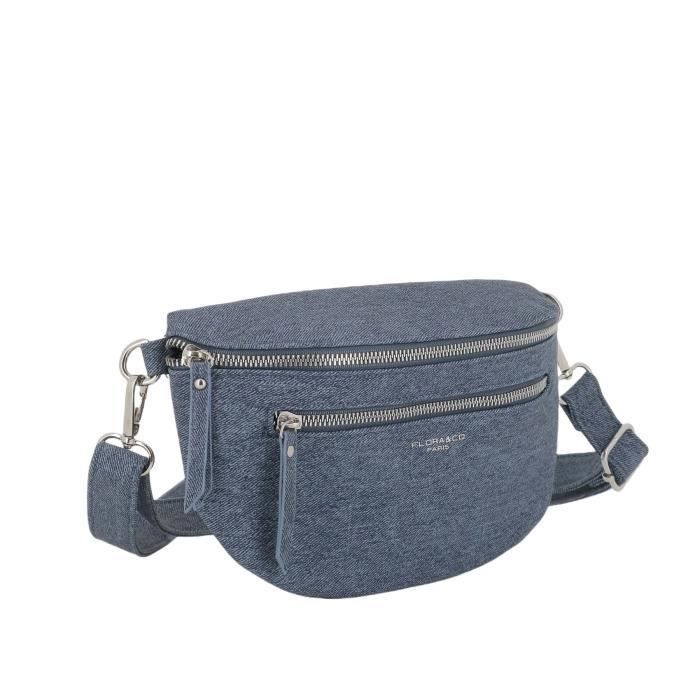 Damen-Schultertasche aus Denim - Flora Co Paris - Blau - Synthetikmaterial