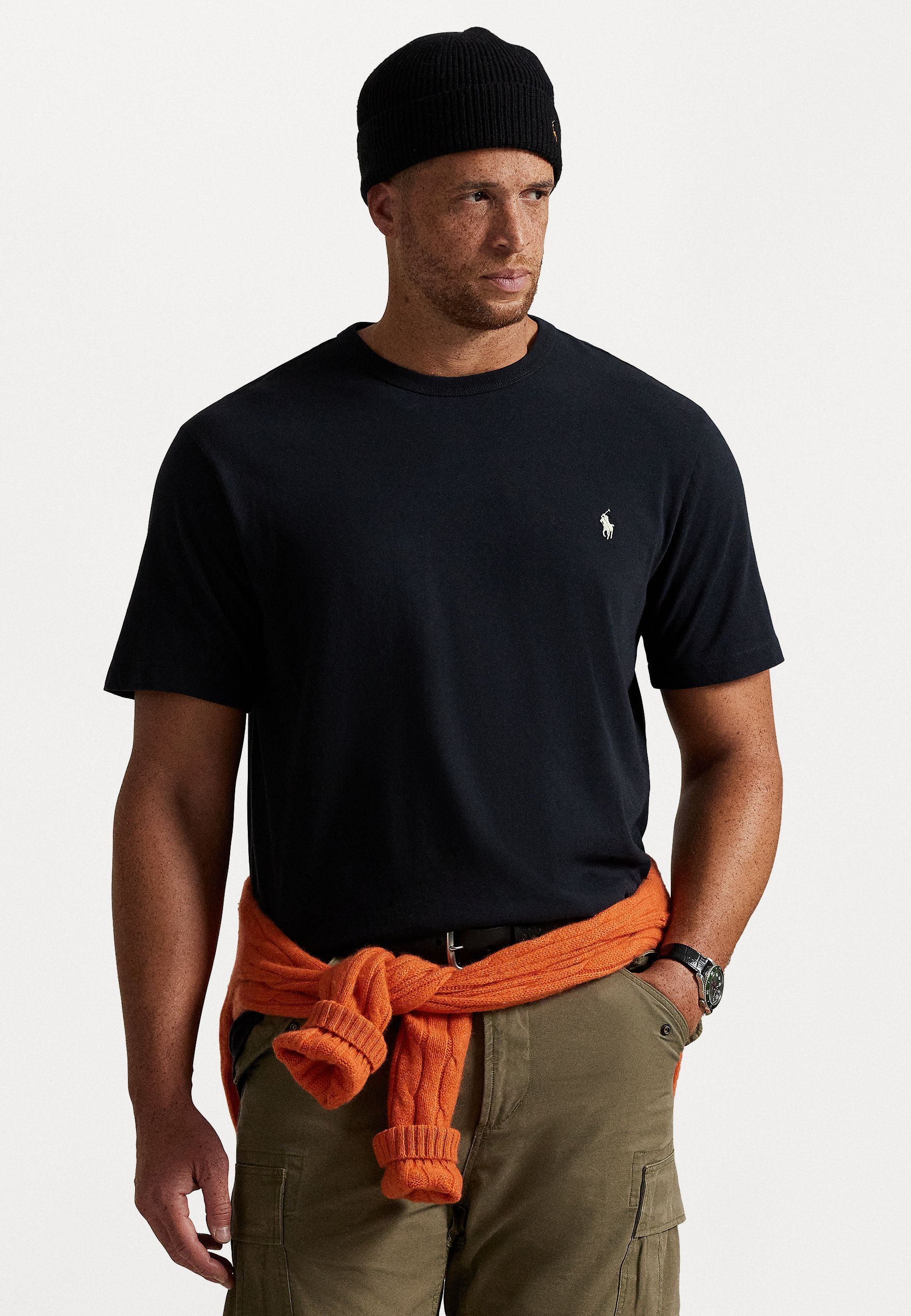 Polo Ralph Lauren Grandes Tailles - T-shirt Col Rond en Jersey - T-shirt Basique - Polo Noir