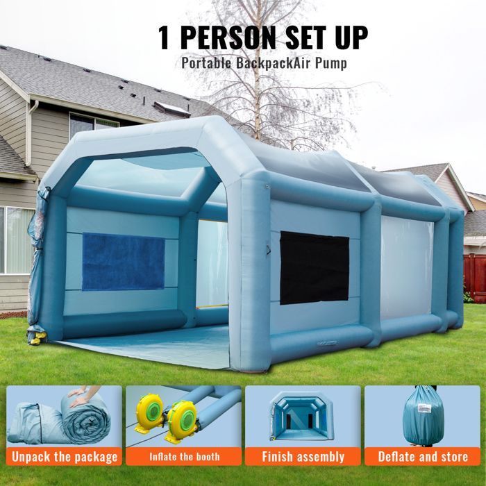 Cabina di pittura - DUOKU - Tenda per pittura - 6 x 3 x 2,5 m - Sistema di filtrazione - 2 ventilatori